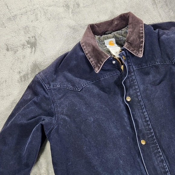 Vintage Carhartt Jacket Mens Large Blue Blanket Lined Chore Work Coat C52 MDT - Picture 5 of 14